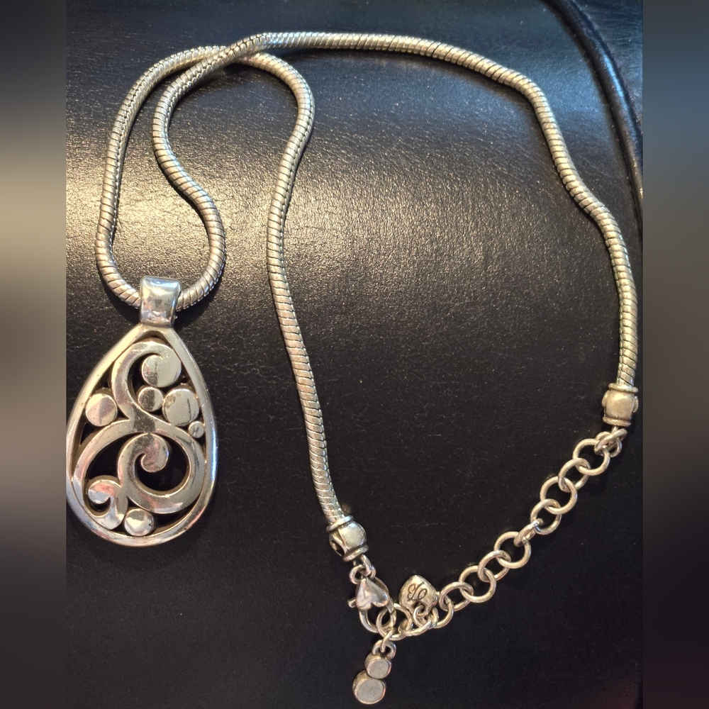 Brighton Tear Drop Scroll Pendent Necklace, Brighton